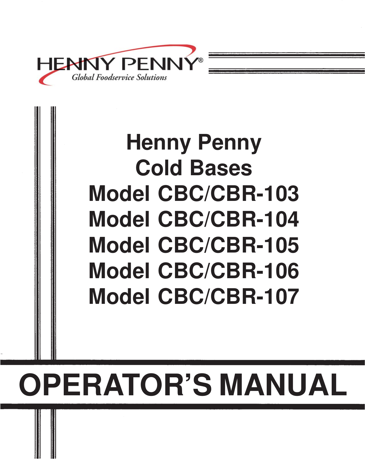 Henny Penny CBC-103, CBR-103, CBC-104, CBR-104, CBC-105 Operation Manual