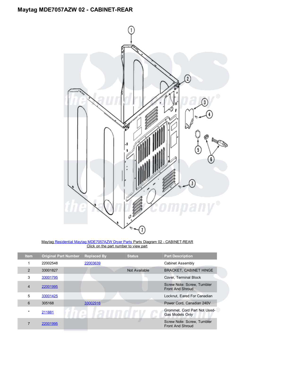 Maytag MDE7057AZW Parts Diagram