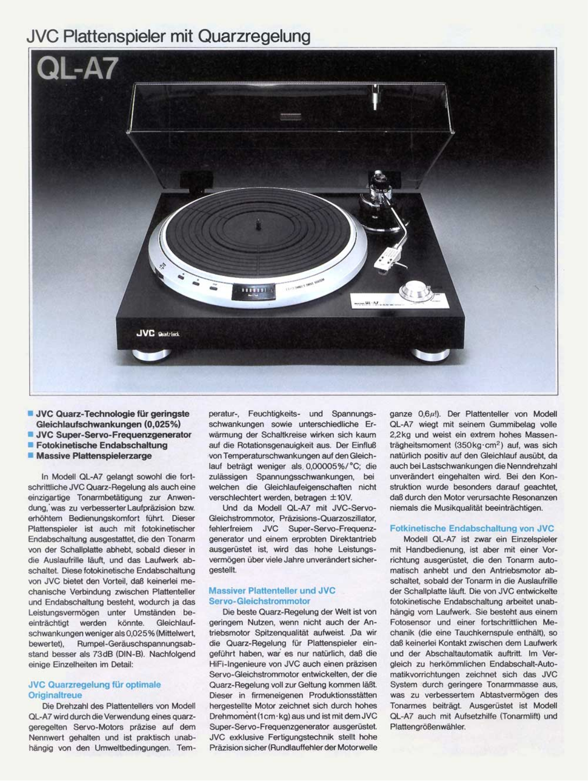 JVC QLA-7 Brochure