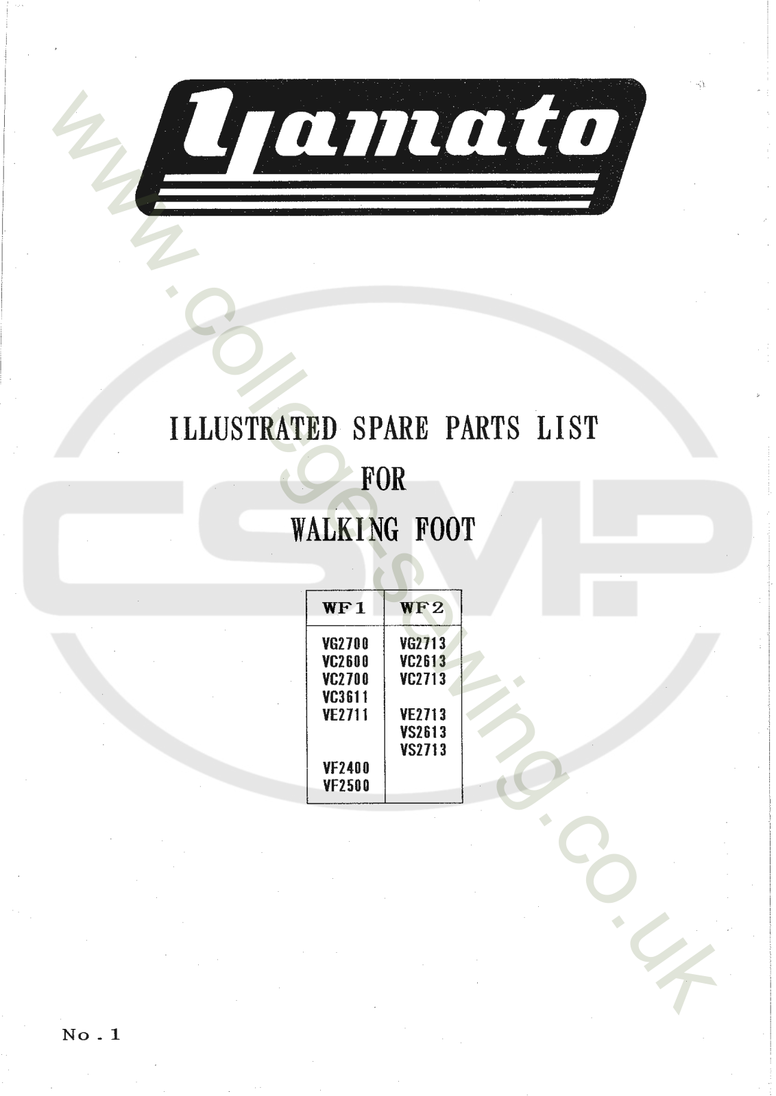 Yamato WF1, WF2 Parts Book