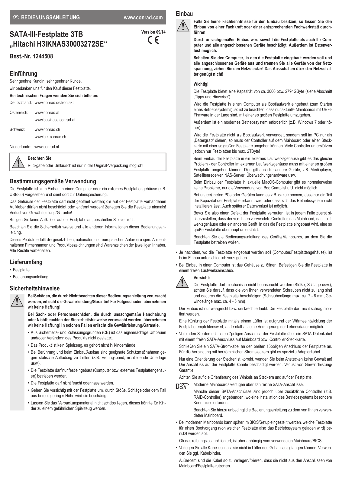 Hitachi H3IKNAS30003272SE User guide