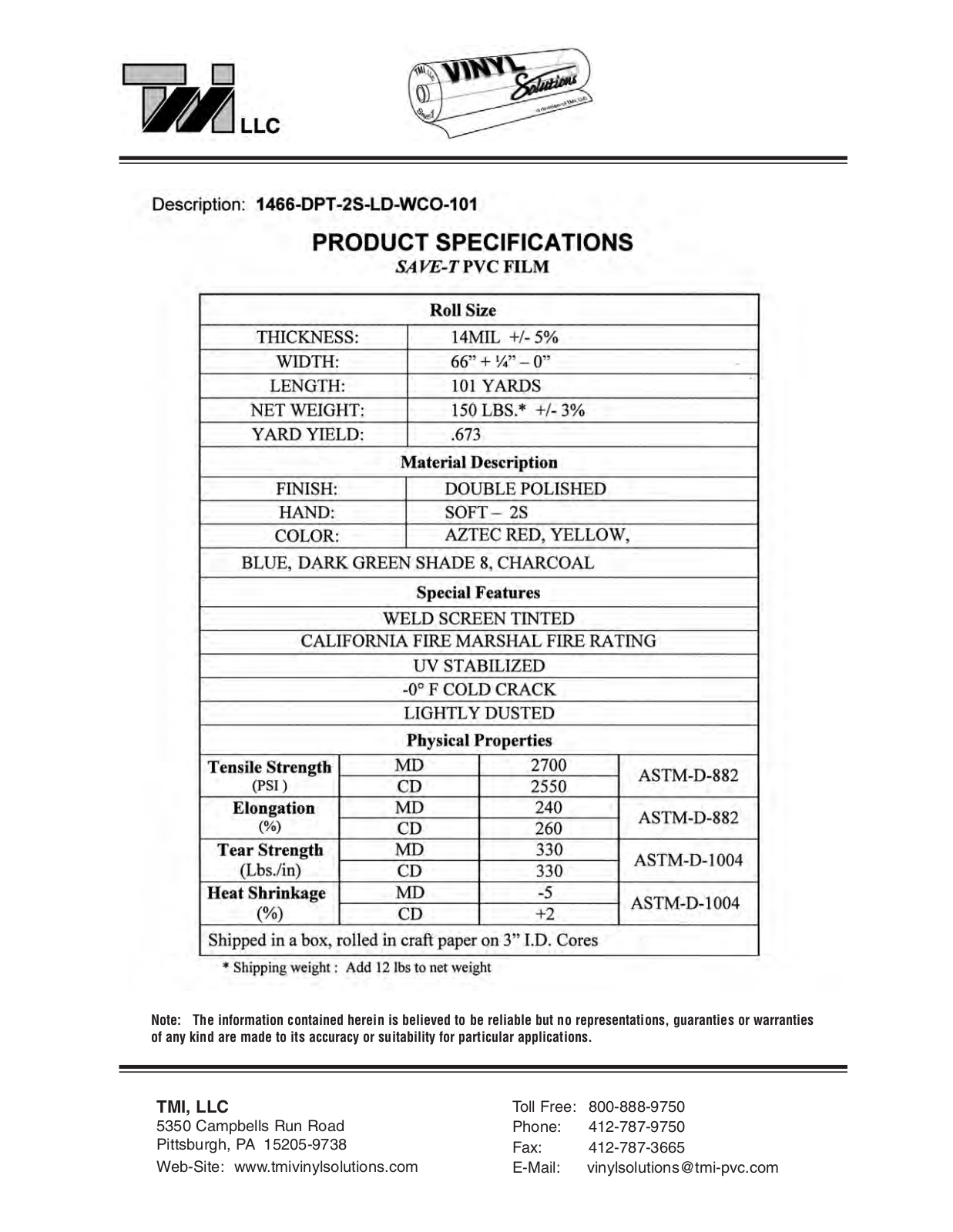 Tmi 1466-DPT-2S-LD-WCO-101 User Manual