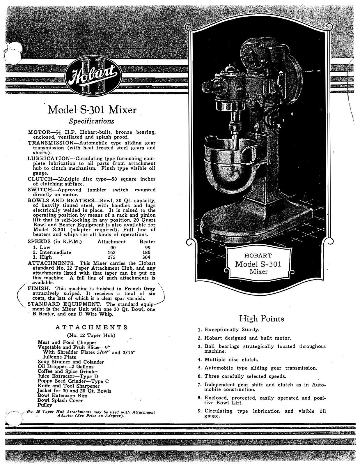 Hobart S-301 User Manual