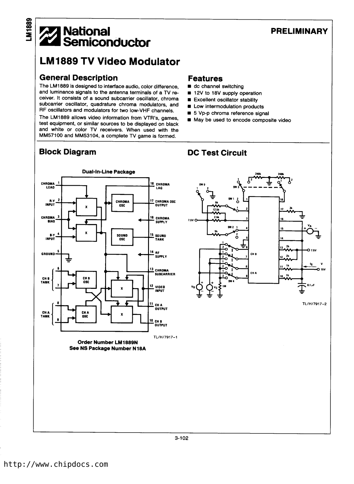 NSC LM1889N Datasheet