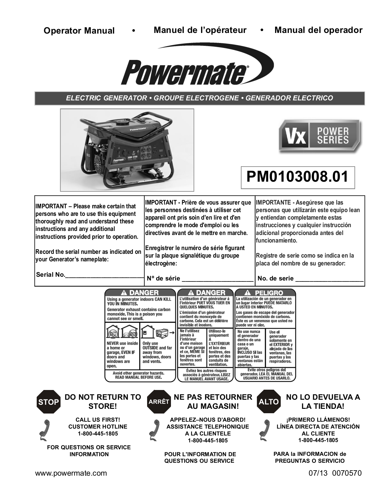 Powermate PM0103008.01 User Manual