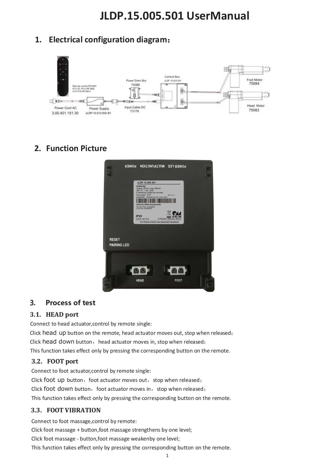 OKIN Refined Electric Technology JLDP15005 User Manual