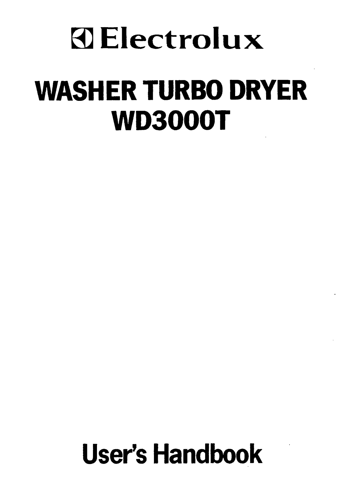 Electrolux WD3000T Instruction Manual