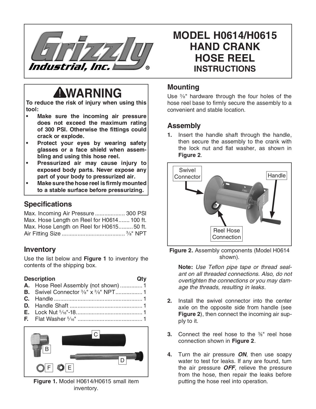 Grizzly H0614 User Manual