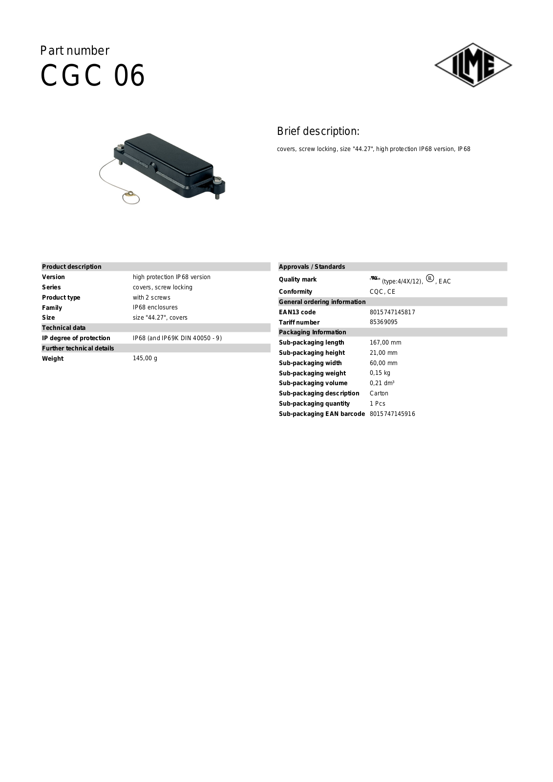 ILME CGC-06 Data Sheet