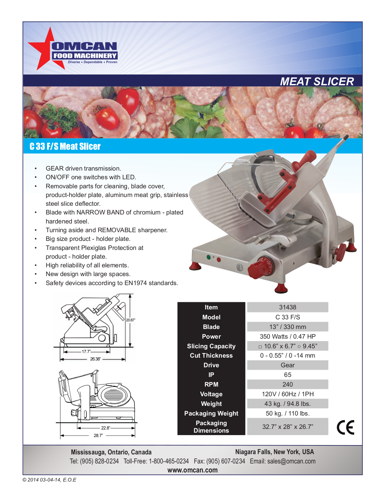 Omcan Food Machinery C33F-S User Manual