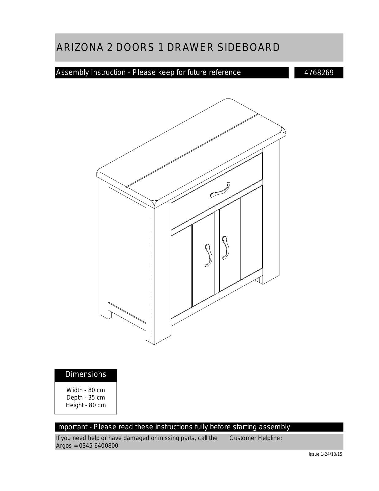 Argos 4768269 ASSEMBLY INSTRUCTIONS