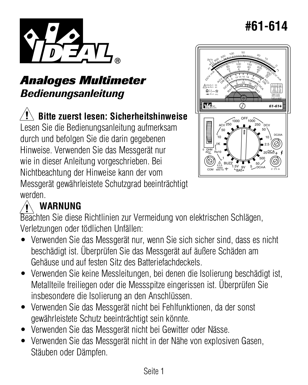 IDEAL Electrical 61-614 Instruction Sheet