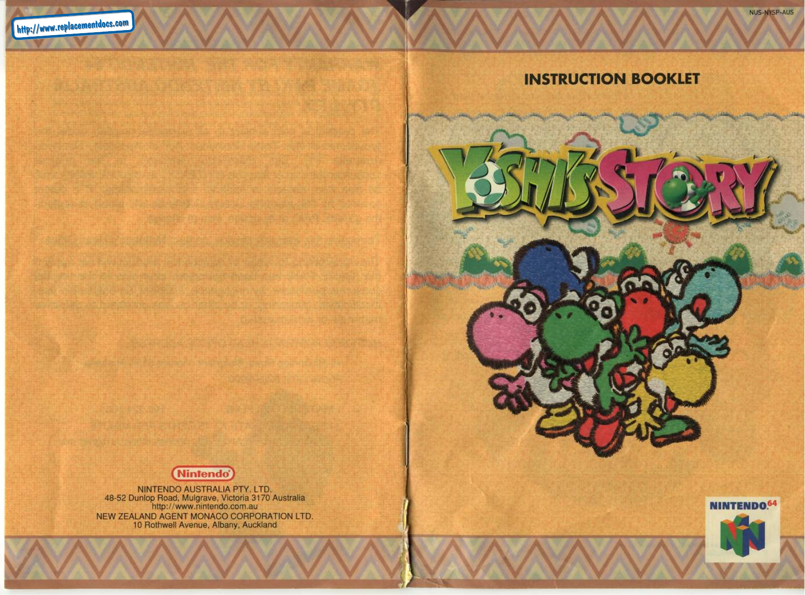 Nintendo YOSHI S STORY instruction booklet