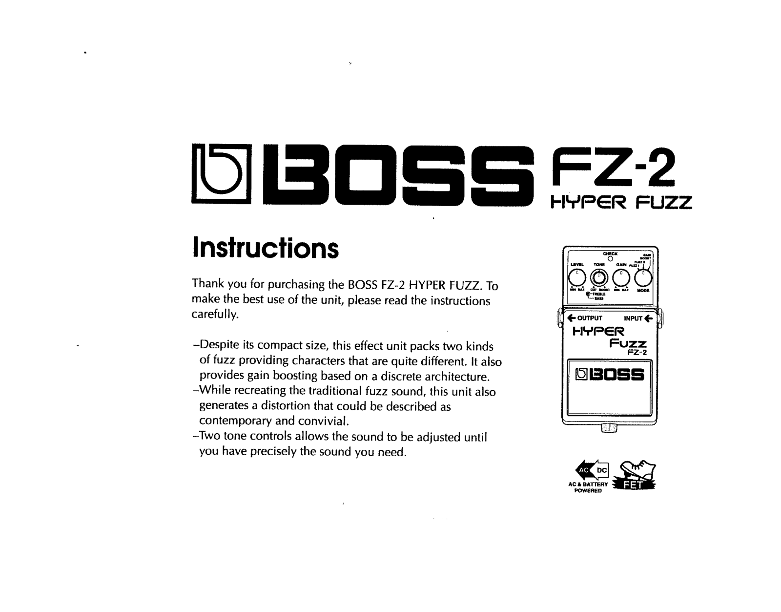 Roland Corporation FZ-2 Owner's Manual