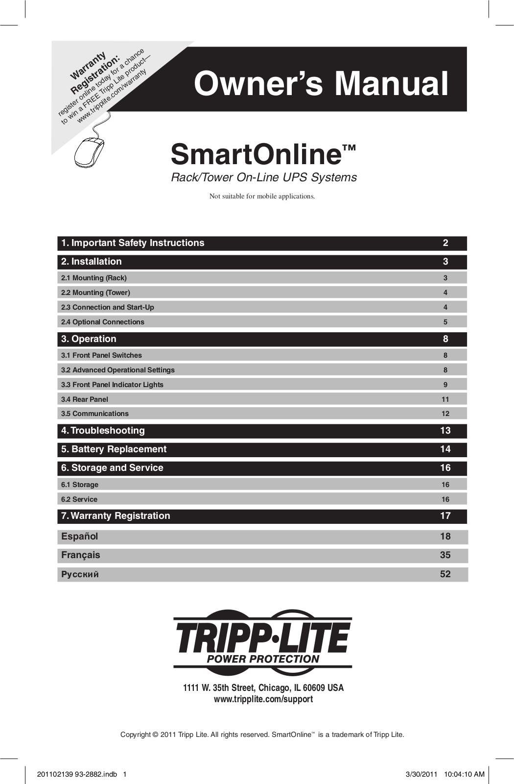 Tripp SUINT3000RTXL2U User Manual