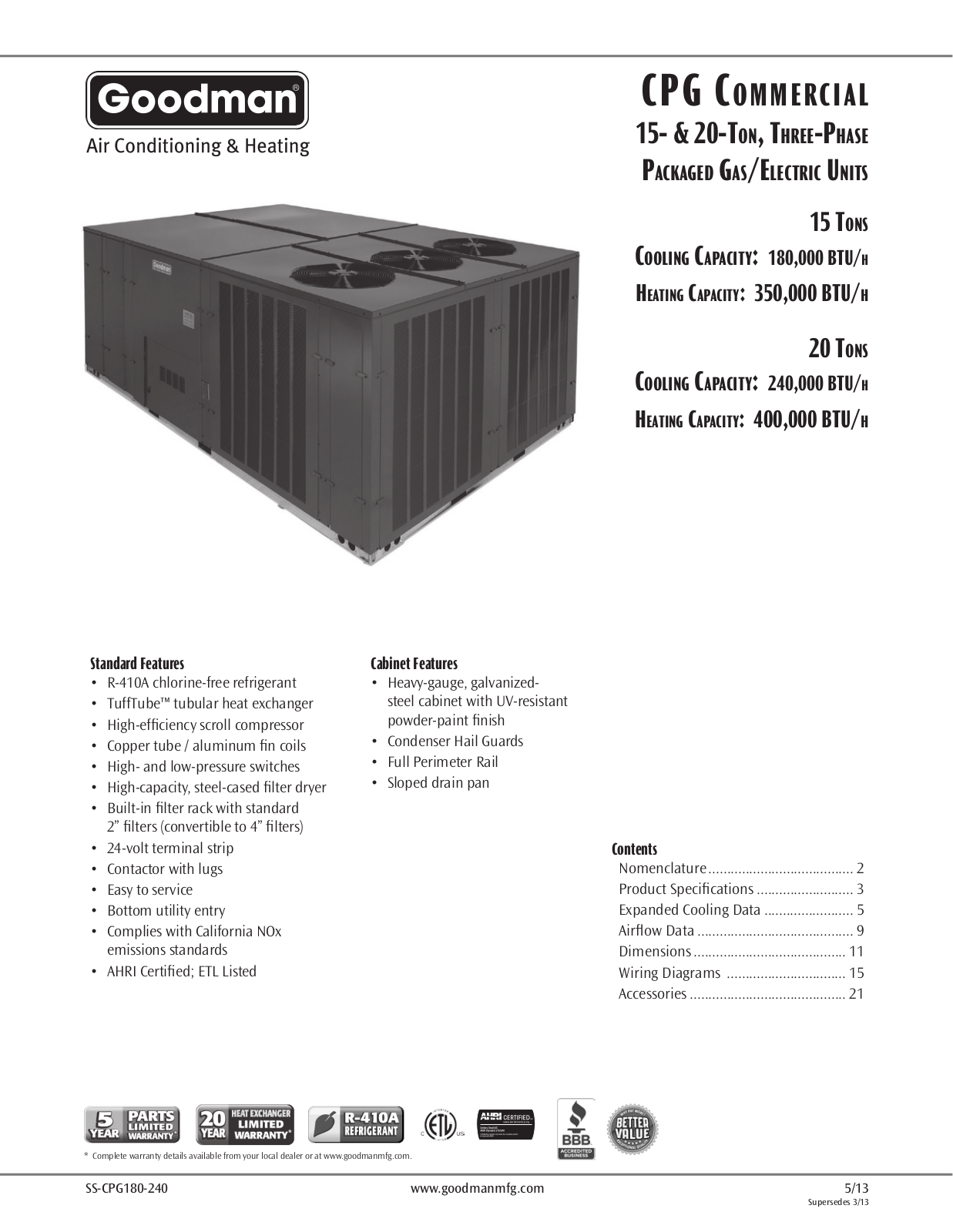 Goodman Mfg SS-CPG180-240 User Manual