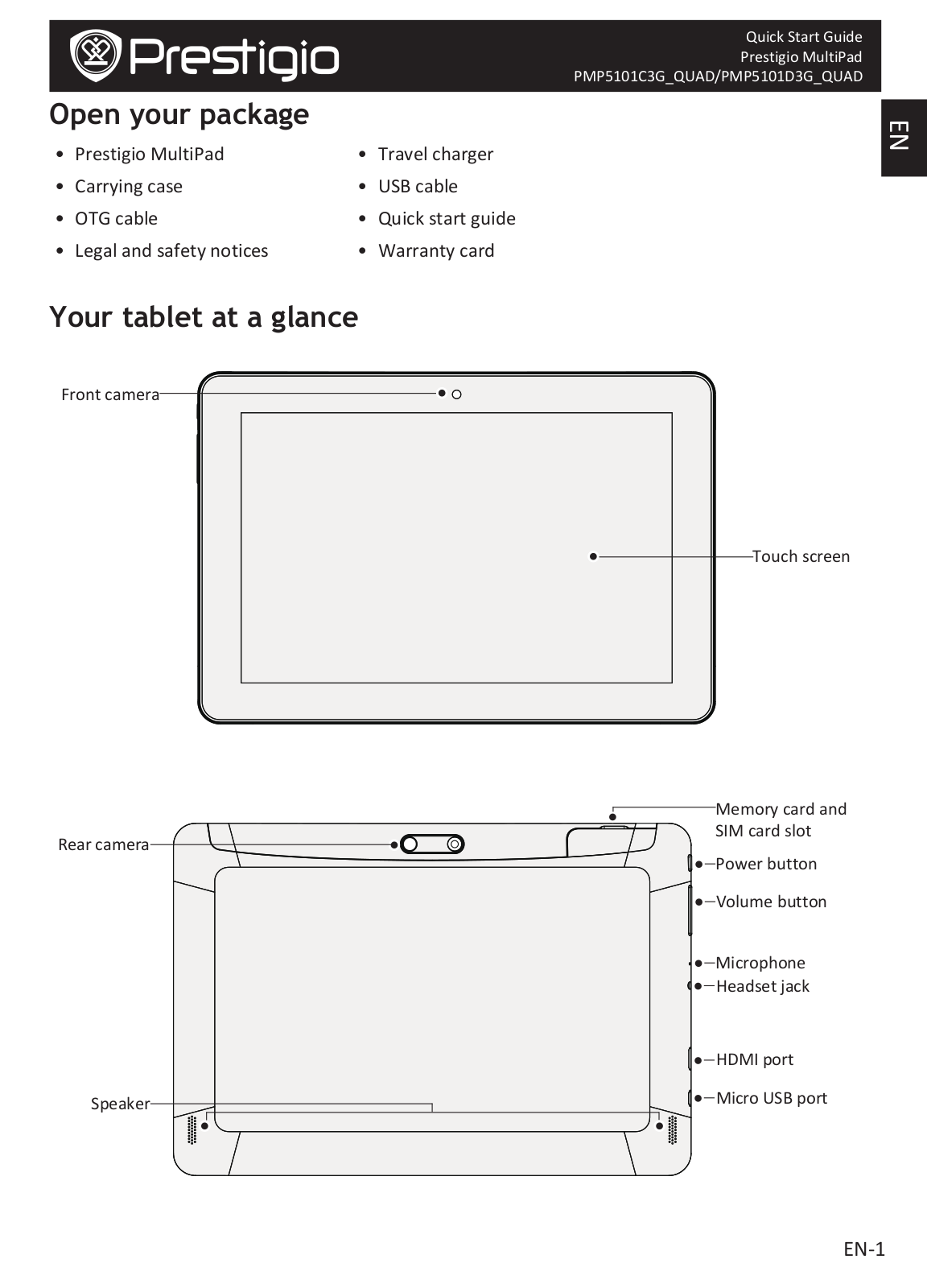 PRESTIGIO PMP5101D3G User Manual