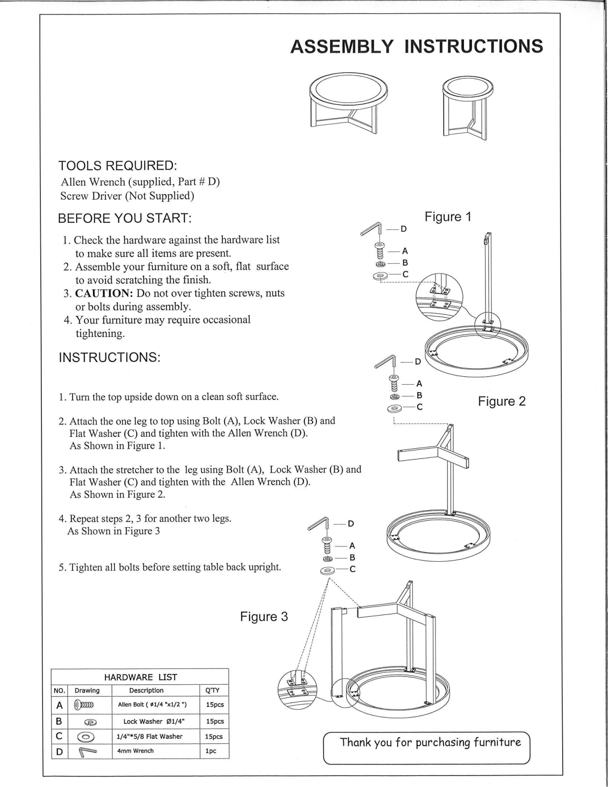 Union Rustic UNRT1528 Assembly Instructions - ManualMachine.com