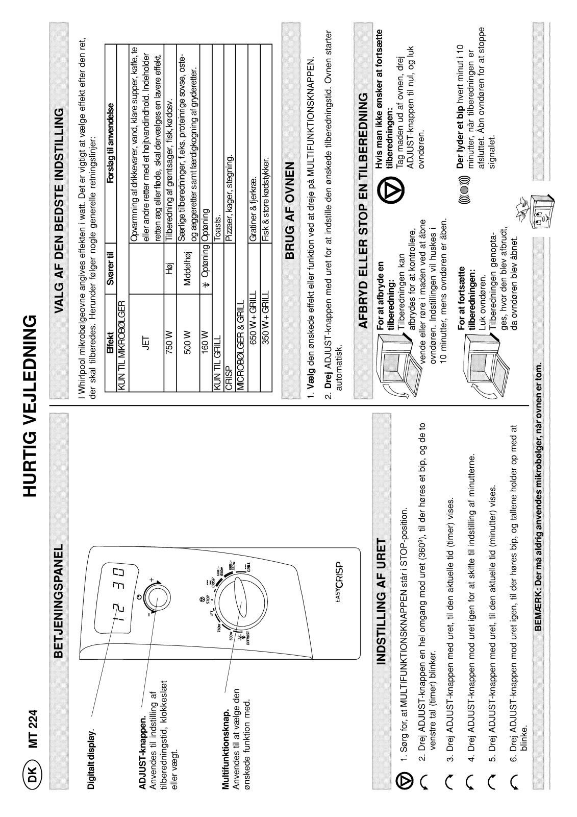 Whirlpool MT 224/BLANC User Manual