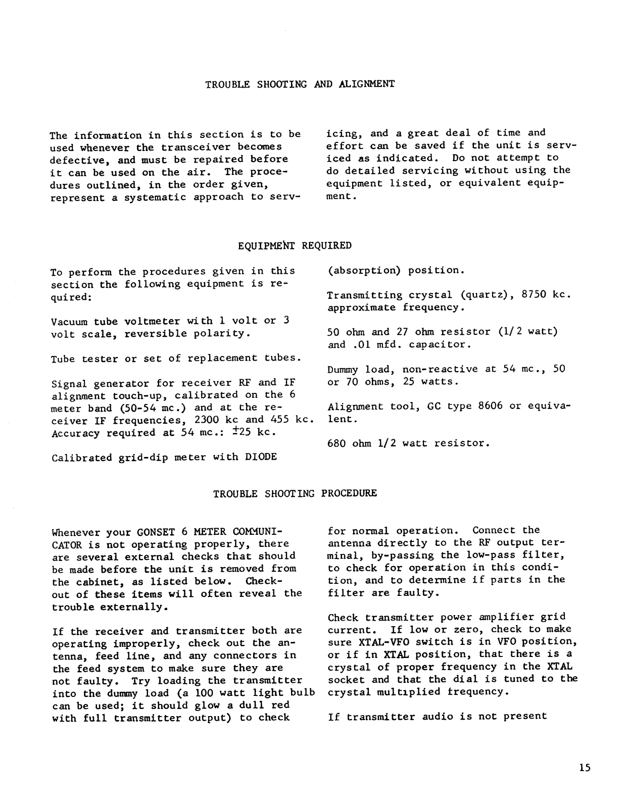 GONSET G-50 User Manual (PAGE 15)