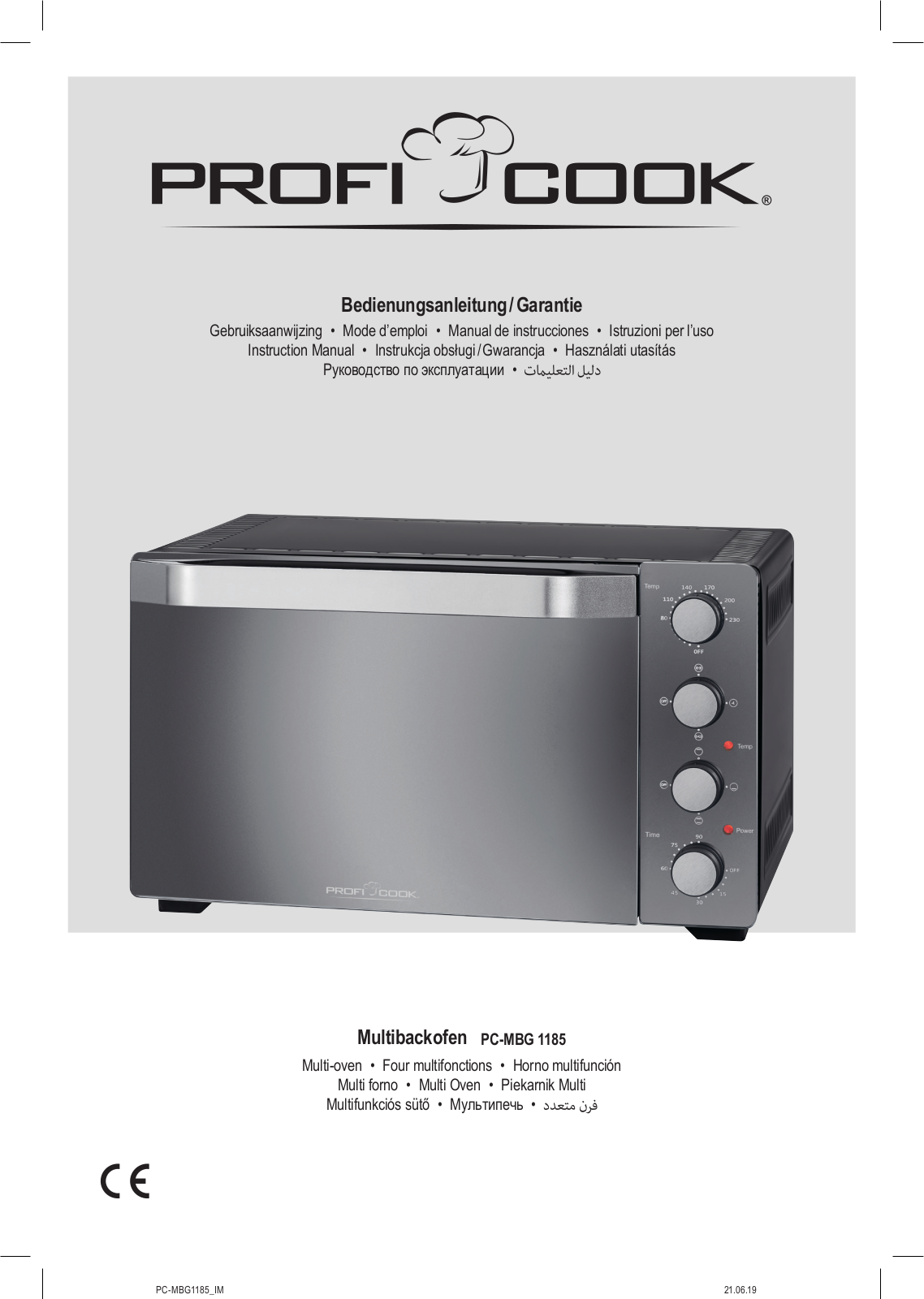 Proficook PC-MBG 1185 operation manual