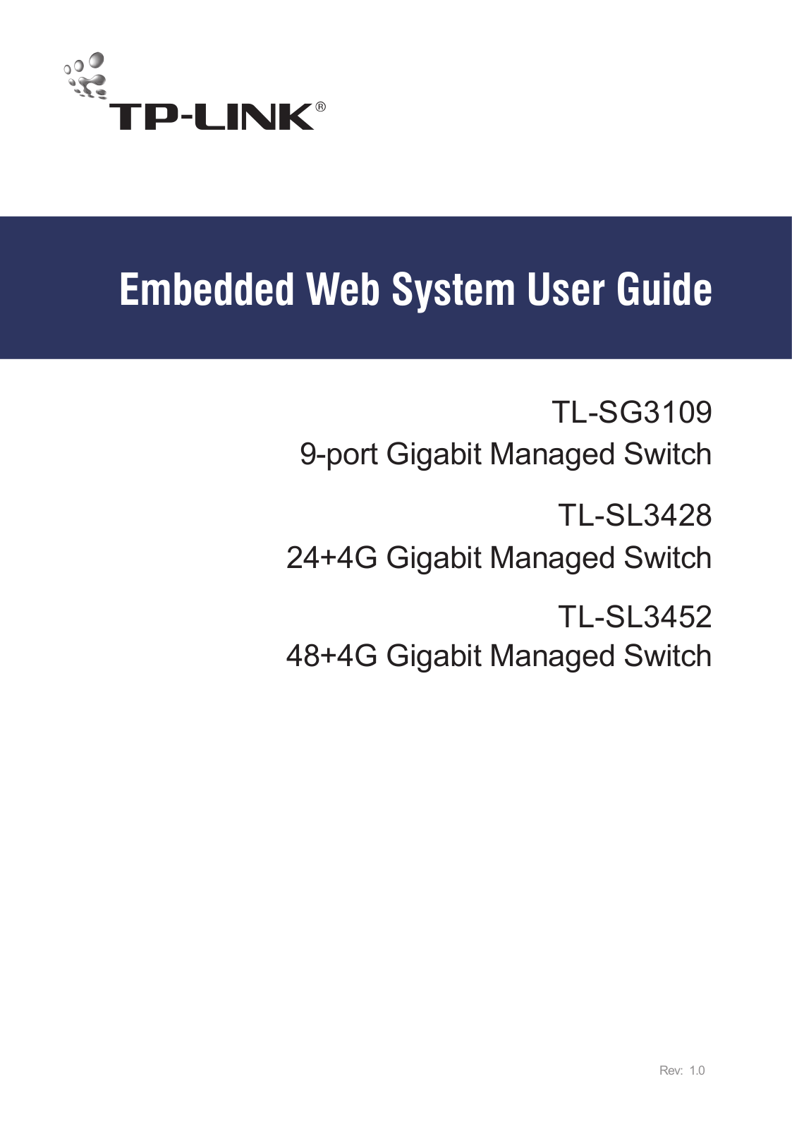 TP-Link TL-SL3428, TL-SG3109, TL-SL3452 User Manual