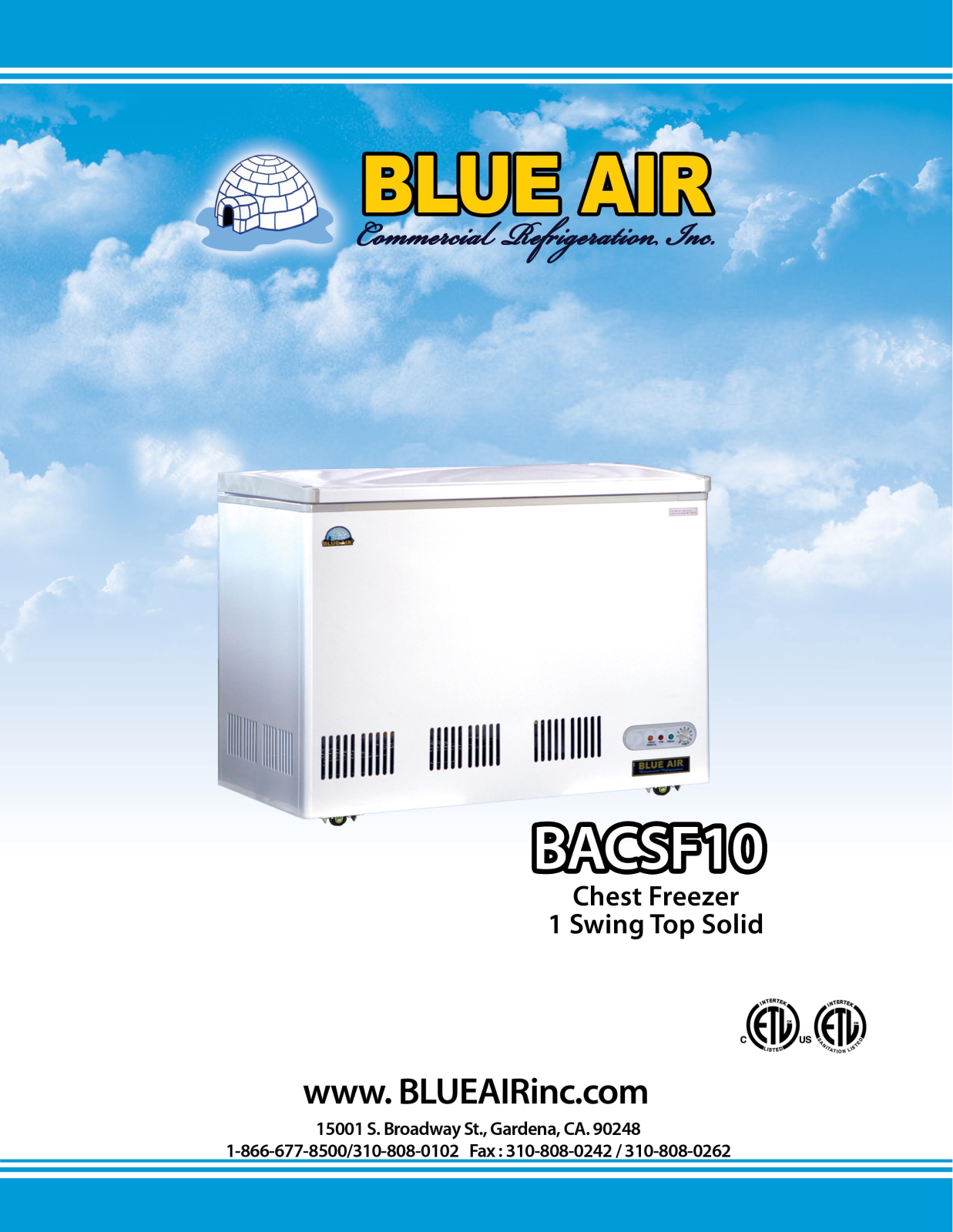 Blue Air BACSF10 User Manual