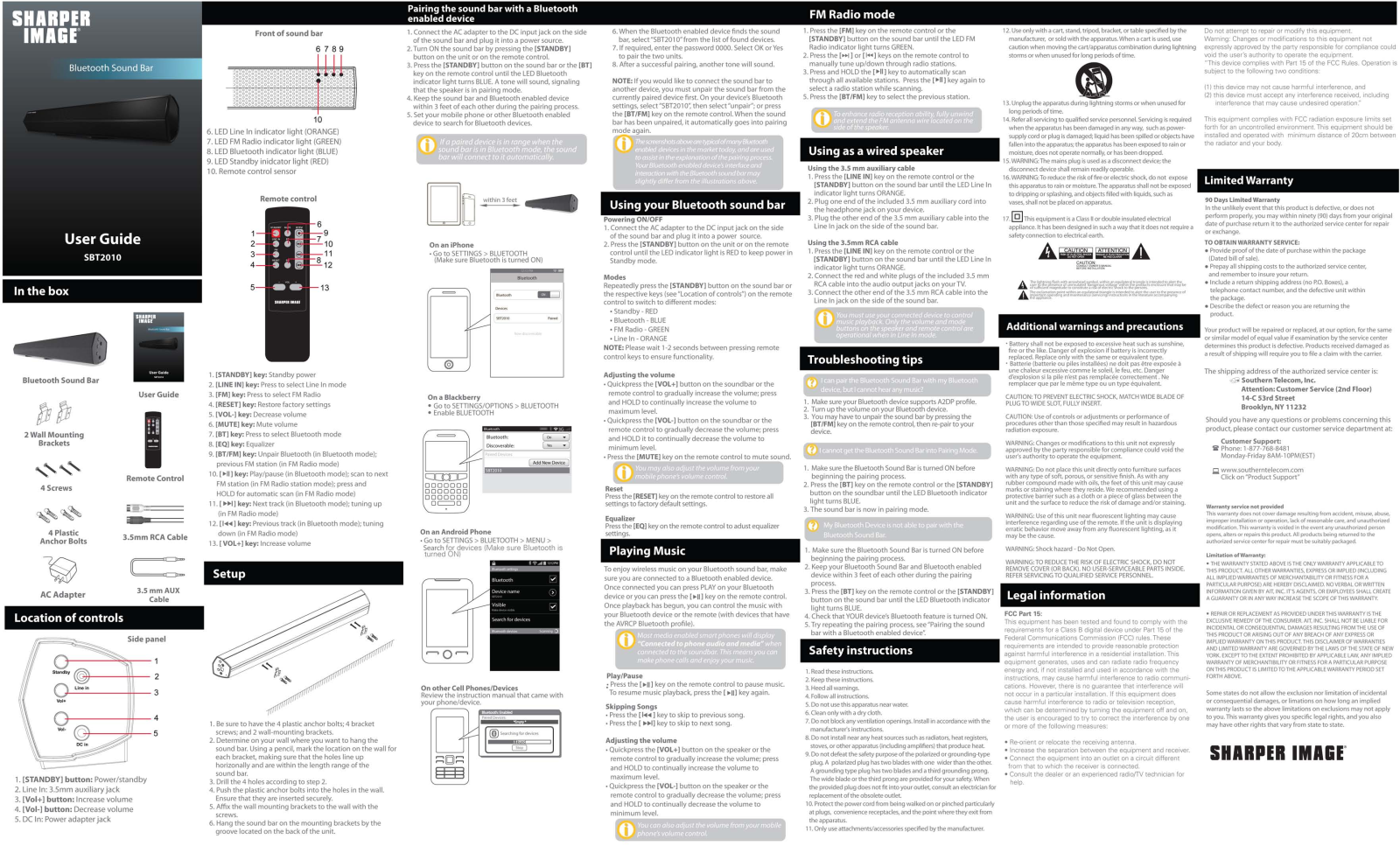 Sharper image SBT2010 User Manual