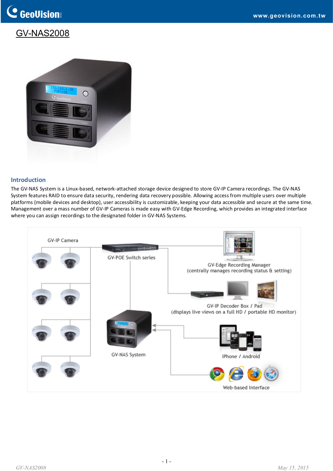 Geovision GV-NAS2008 Specsheet