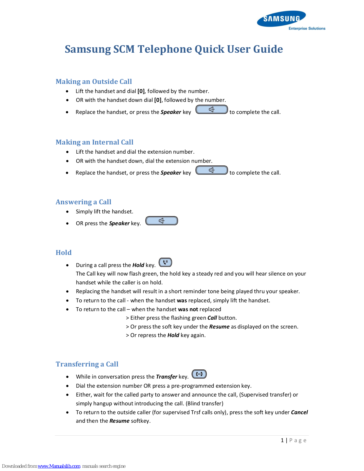 Samsung SCM Telephone, SMT-i Series, SMT-i6 Series, SMT-i5343 Quick User Manual