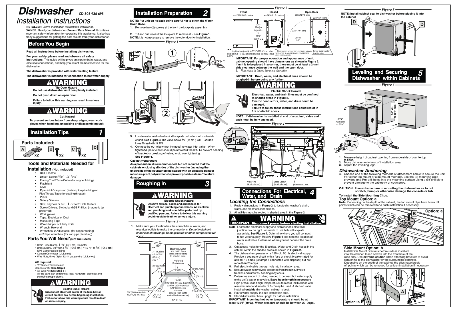 Frigidaire Professional FPID2498SF, E24ID75SPS, FGID2479SF, FGID2476SF Installation Manual