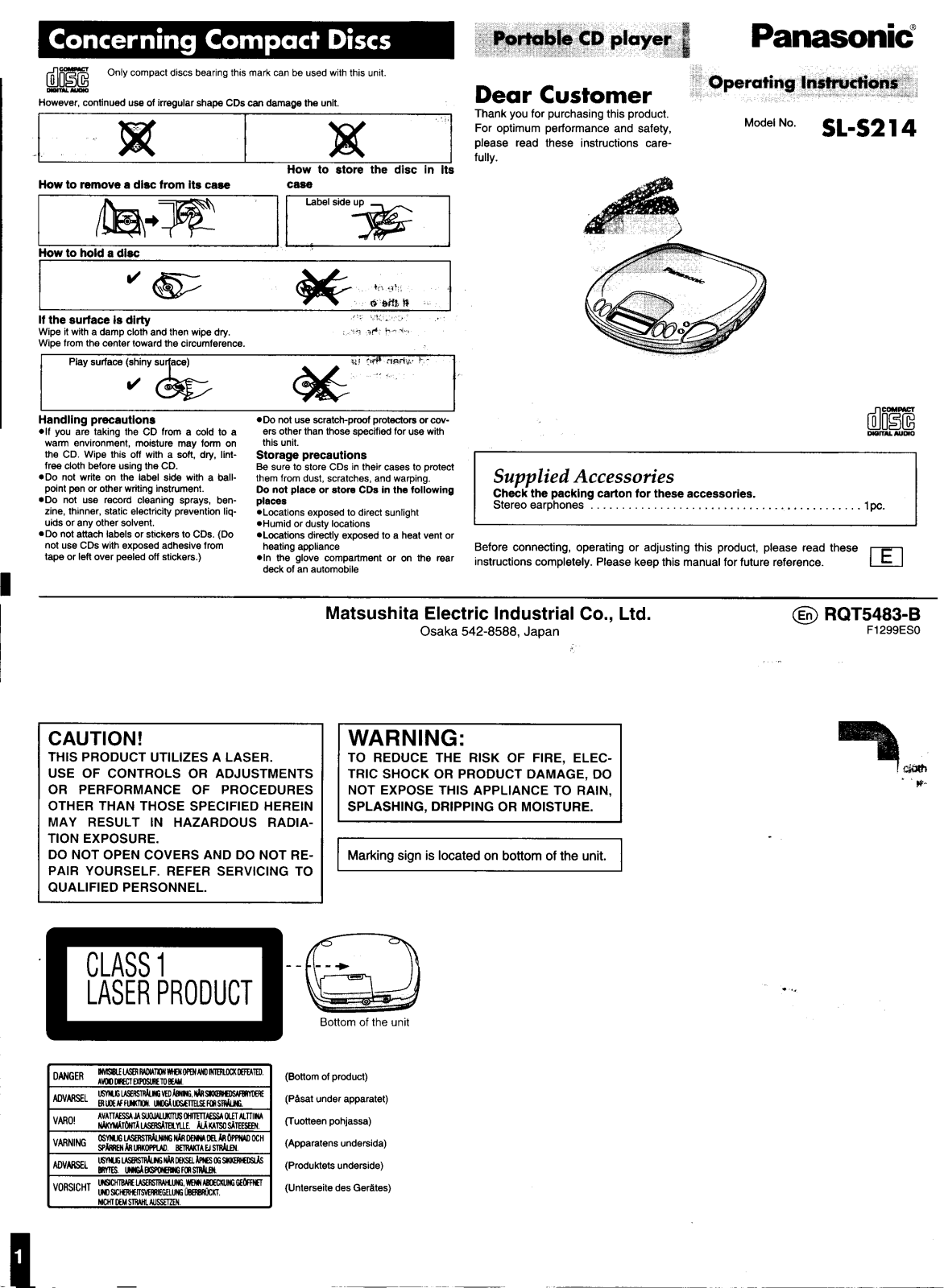 Panasonic SL-S214 User Manual