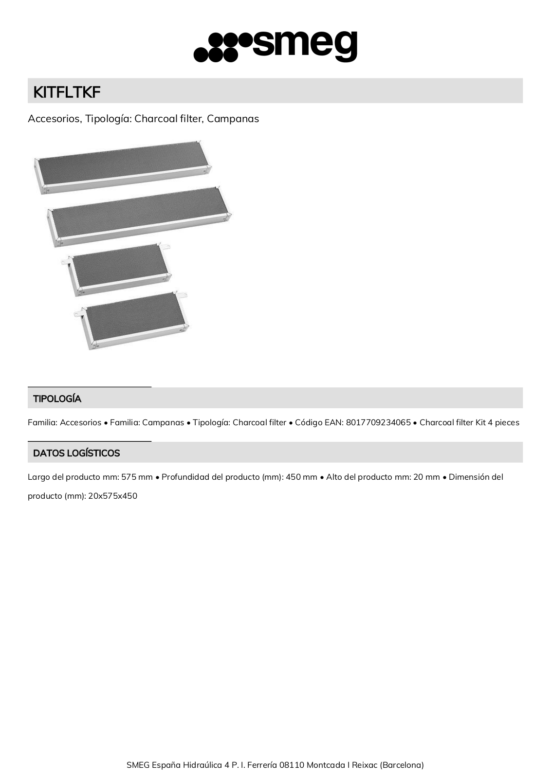 Smeg KITFLTKF Product Information Sheet