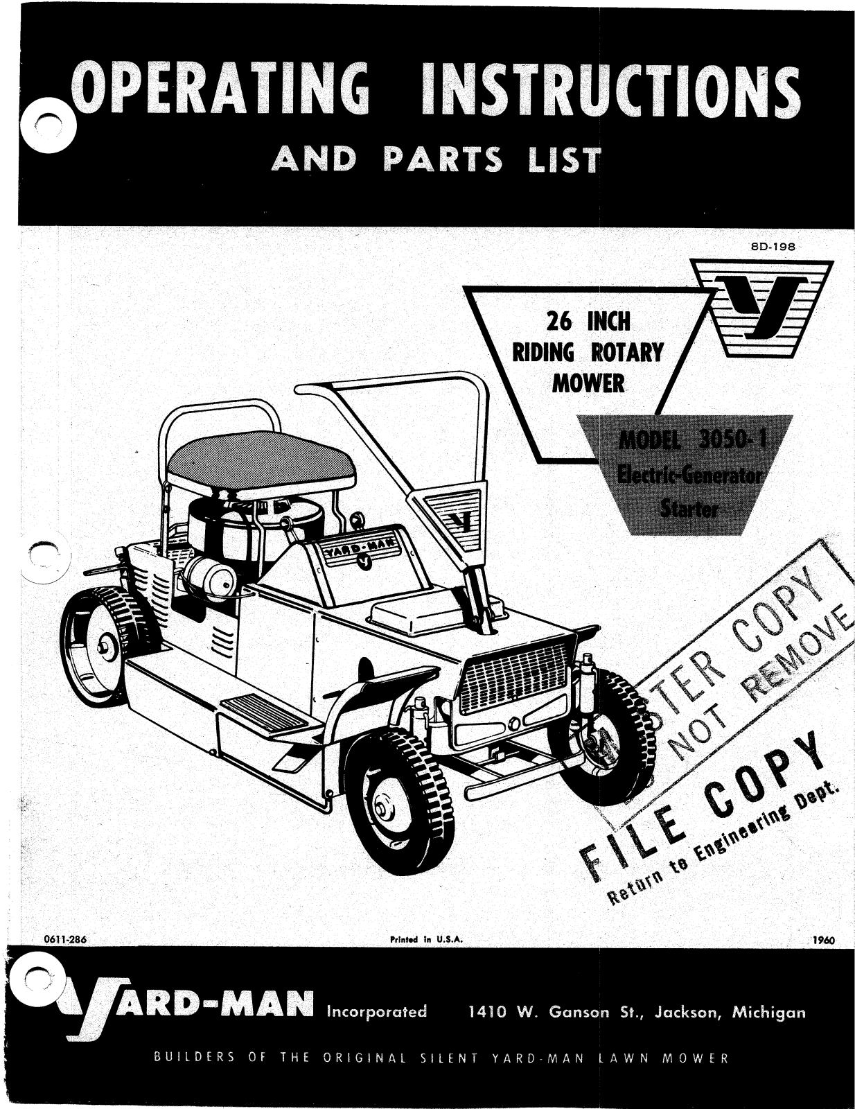 yard-man 3050-1 owners Manual