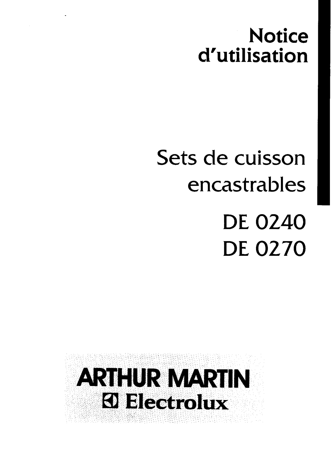 Arthur martin DE0240, DE0270 User Manual