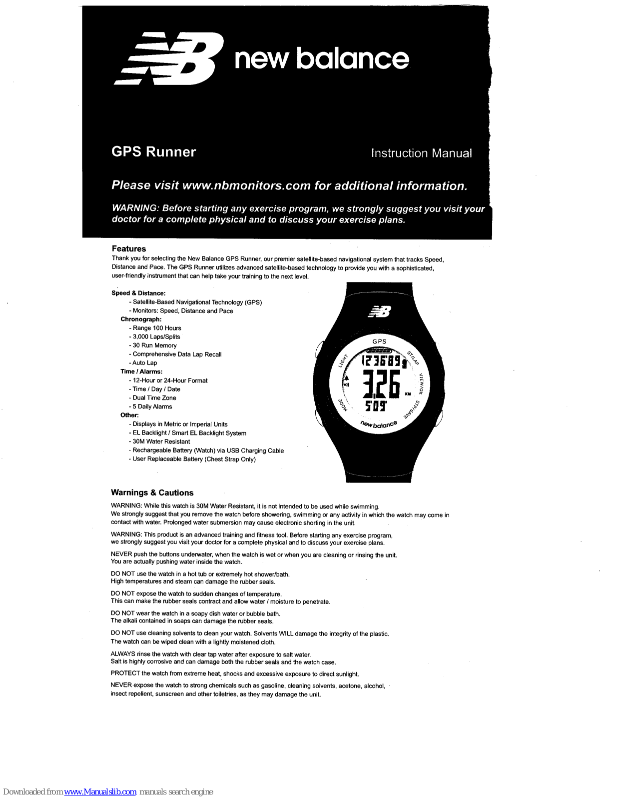 New Balance GPS Runner Instruction Manual