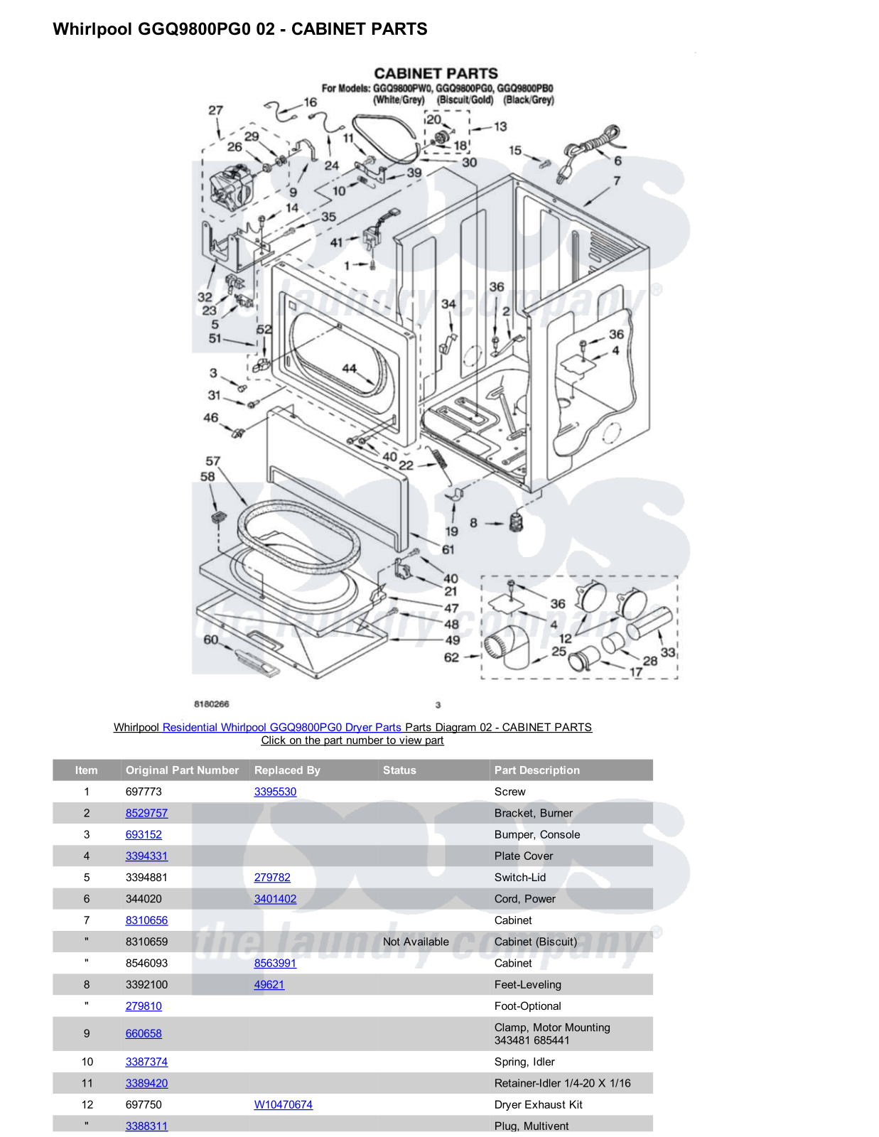 Whirlpool GGQ9800PG0 Parts Diagram