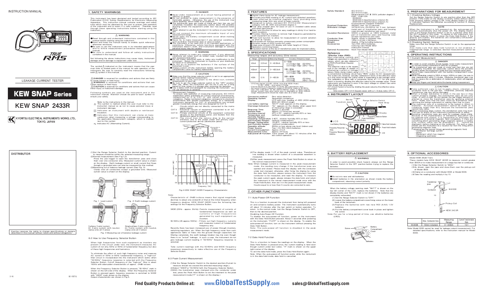 Kyoritsu Electrical Instruments 2433R User manual