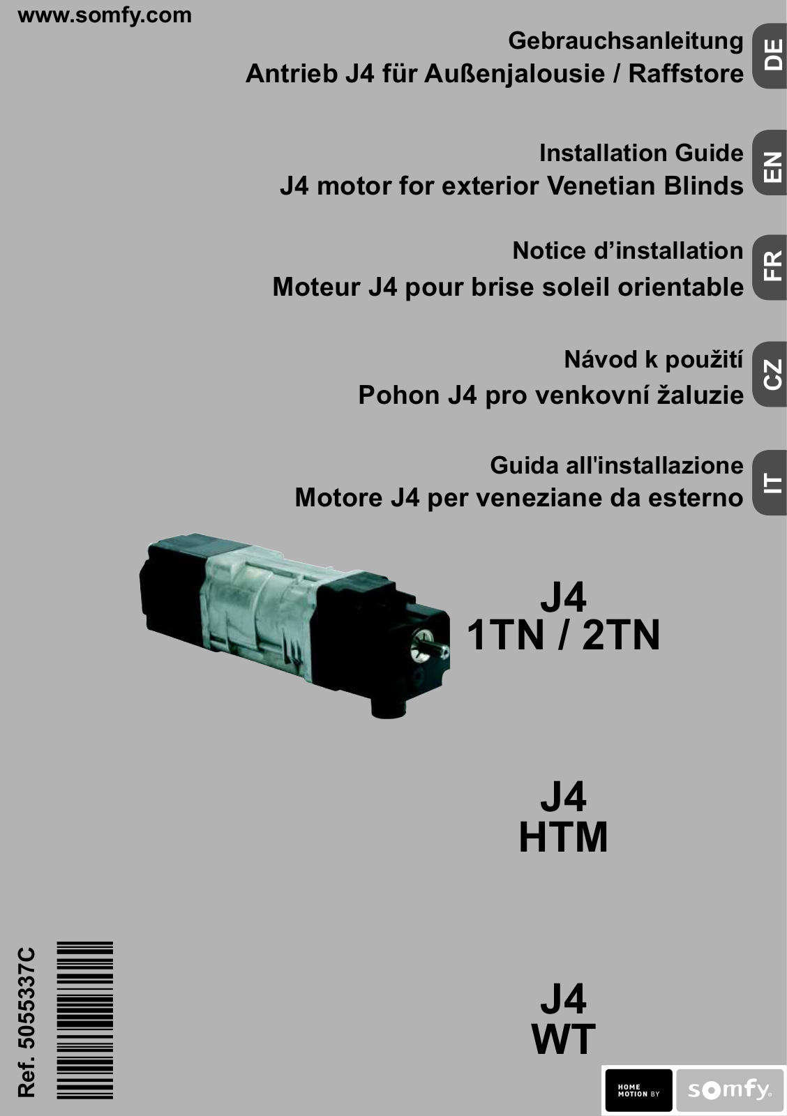 SOMFY J4 1TN, J4 HTM, J4 2TN, J4 WT Installation Manual