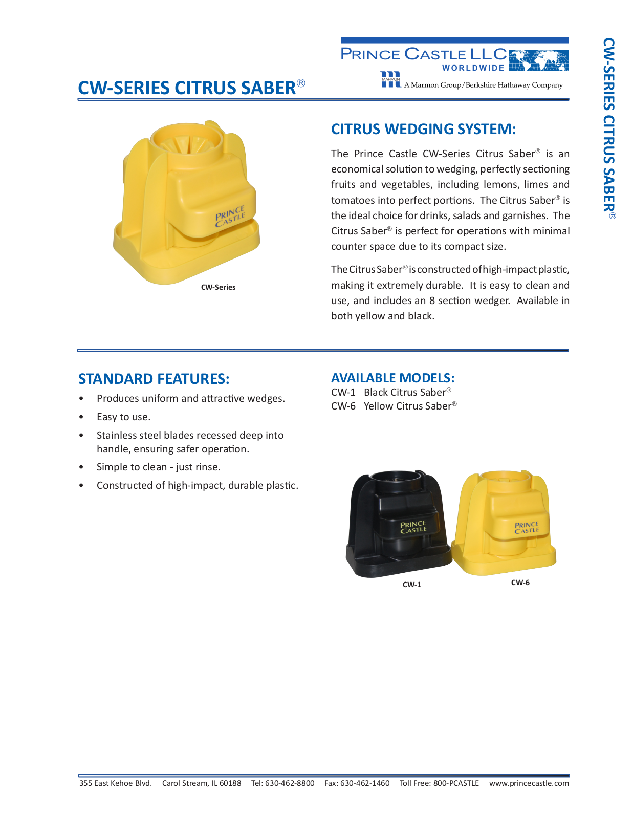 Prince Castle CW, CW-6 Specifications