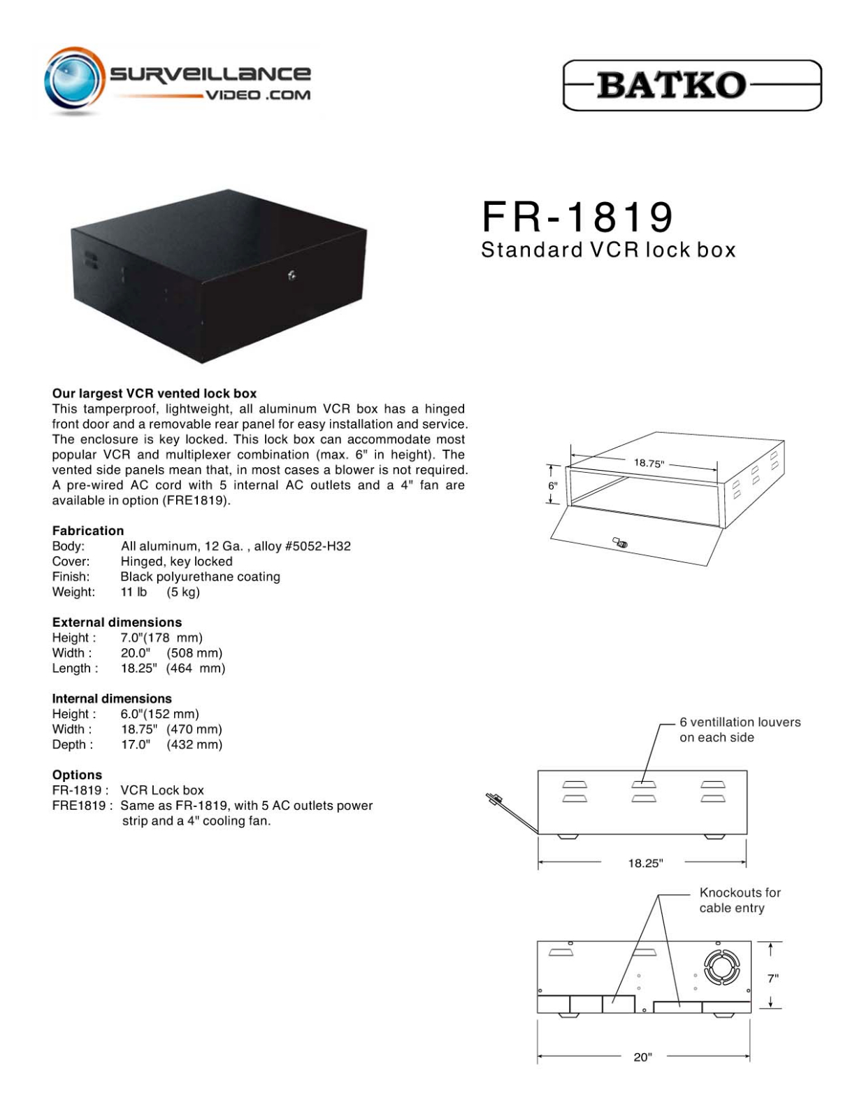 Batko FR-1819 Specsheet