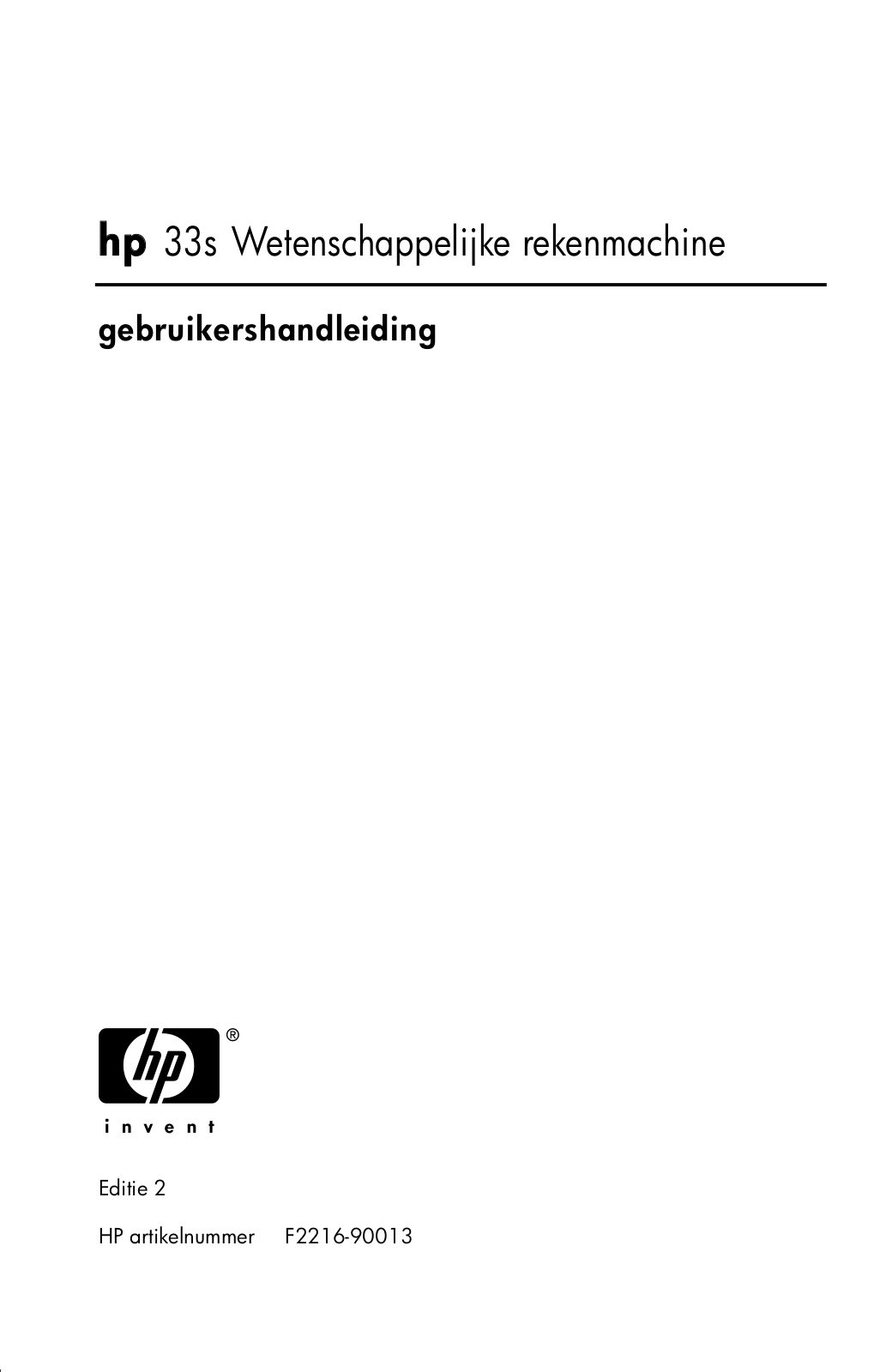 Hp 33s User Manual