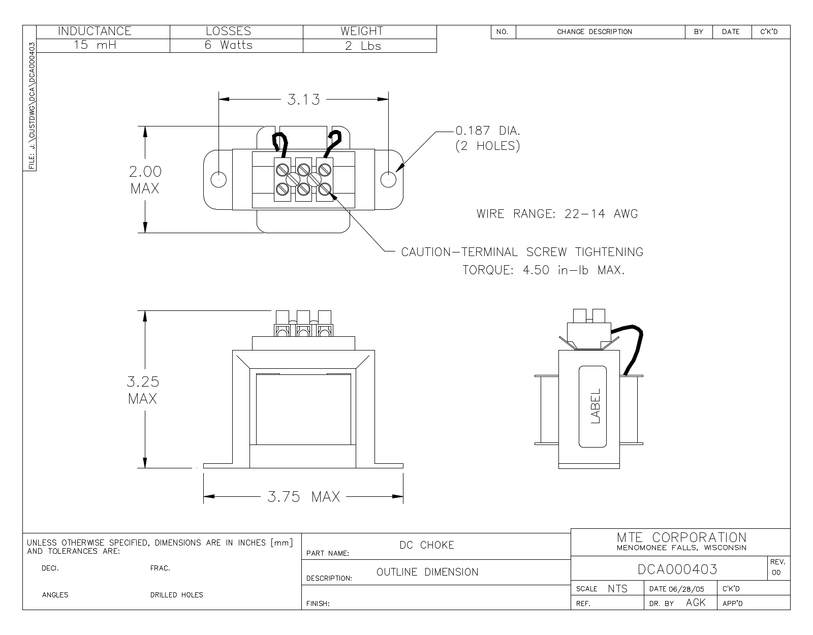 MTE DCA000403 CAD Drawings