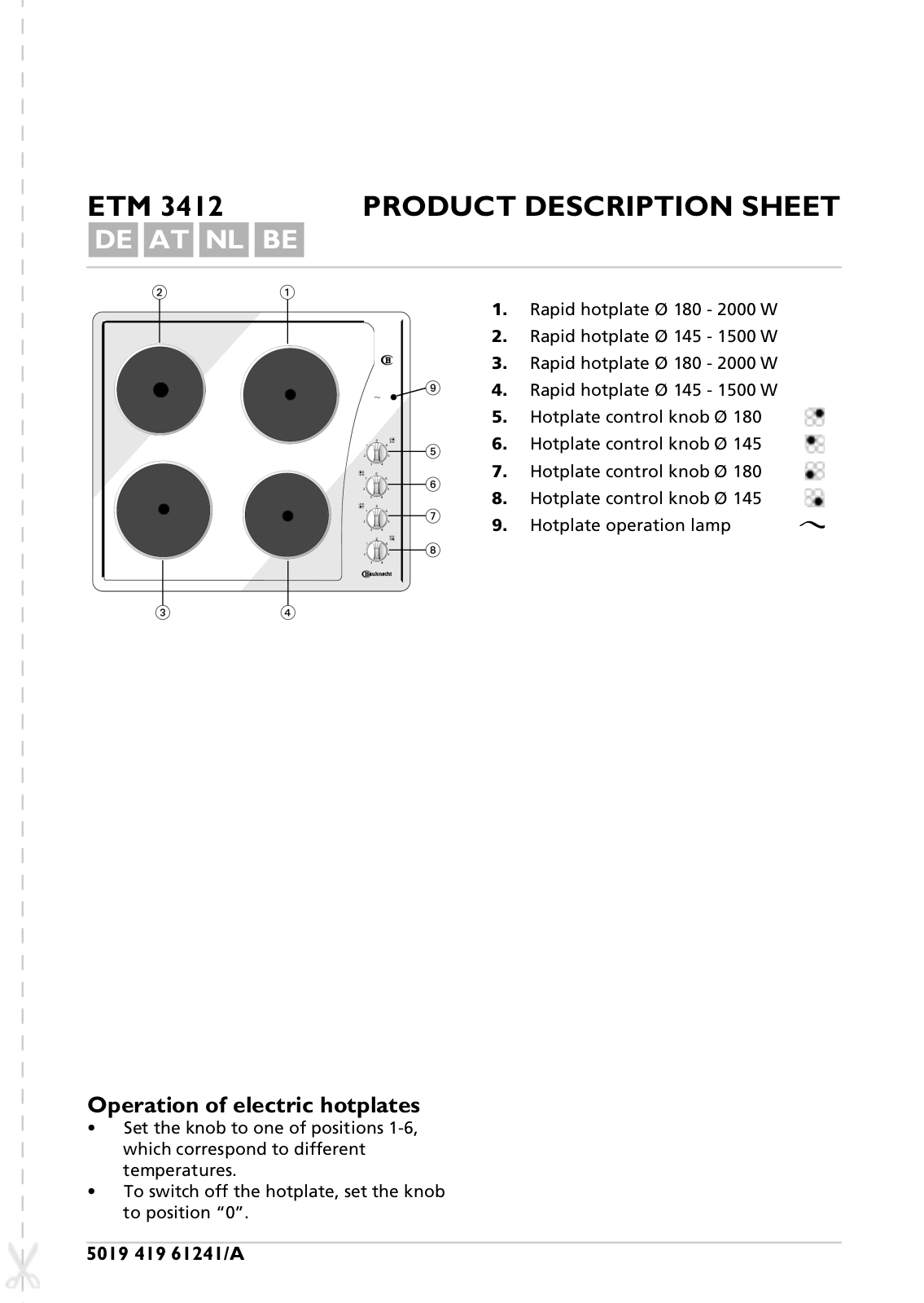 Whirlpool ETM 3412 SW, ETM 3412 IN, ETM 3412 WS PROGRAM CHART