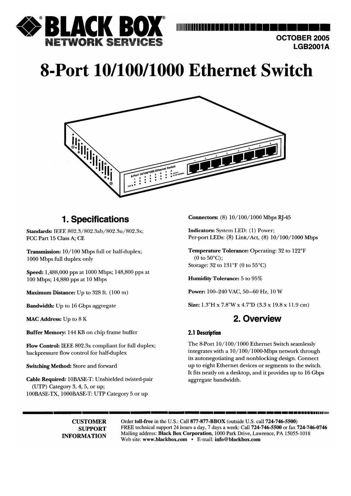 Black Box lgb2001a User Manual