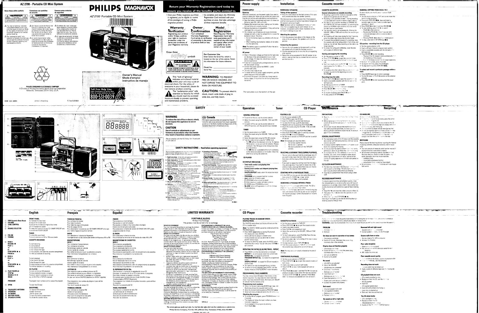 Philips AZ2700/17 User Manual