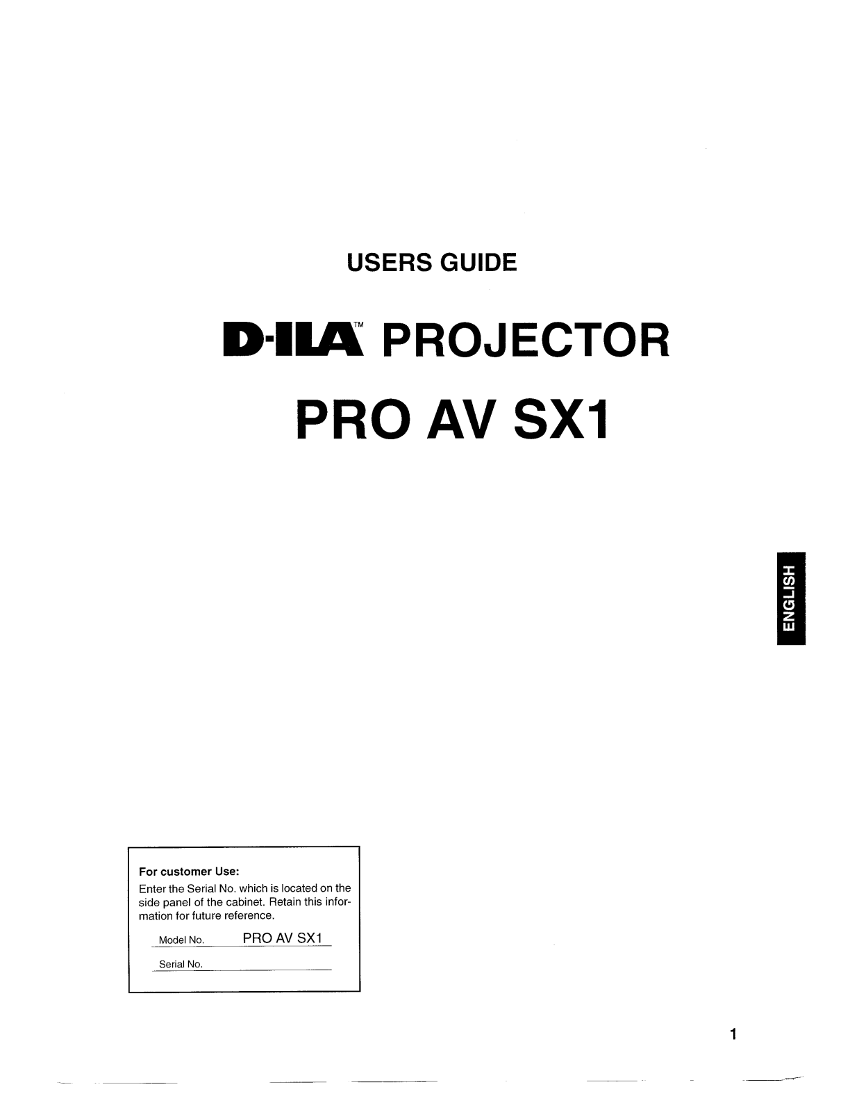 Ask Proxima D-ILATM Pro AV SX1 User Manual