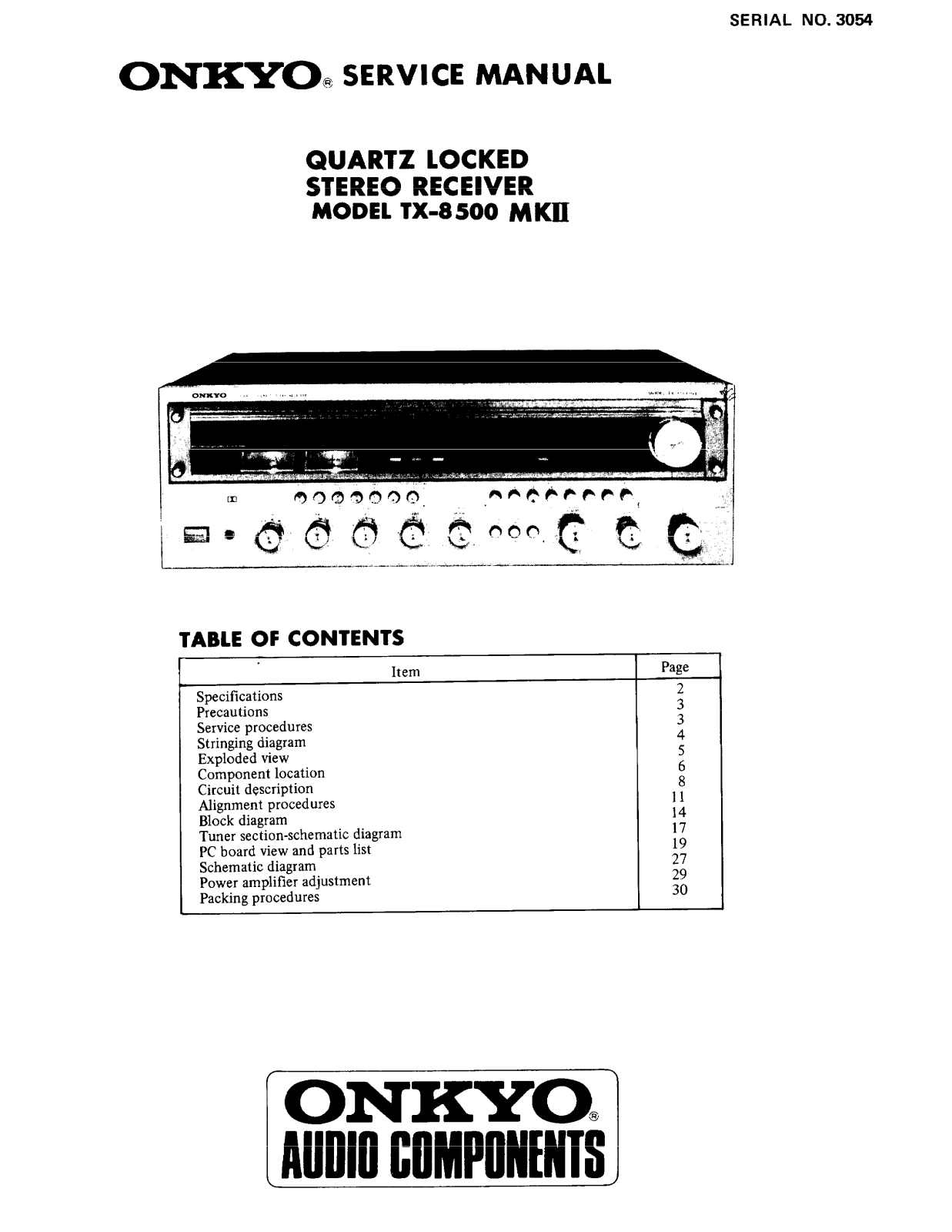 Onkyo TX-8500 Mk2 Service manual