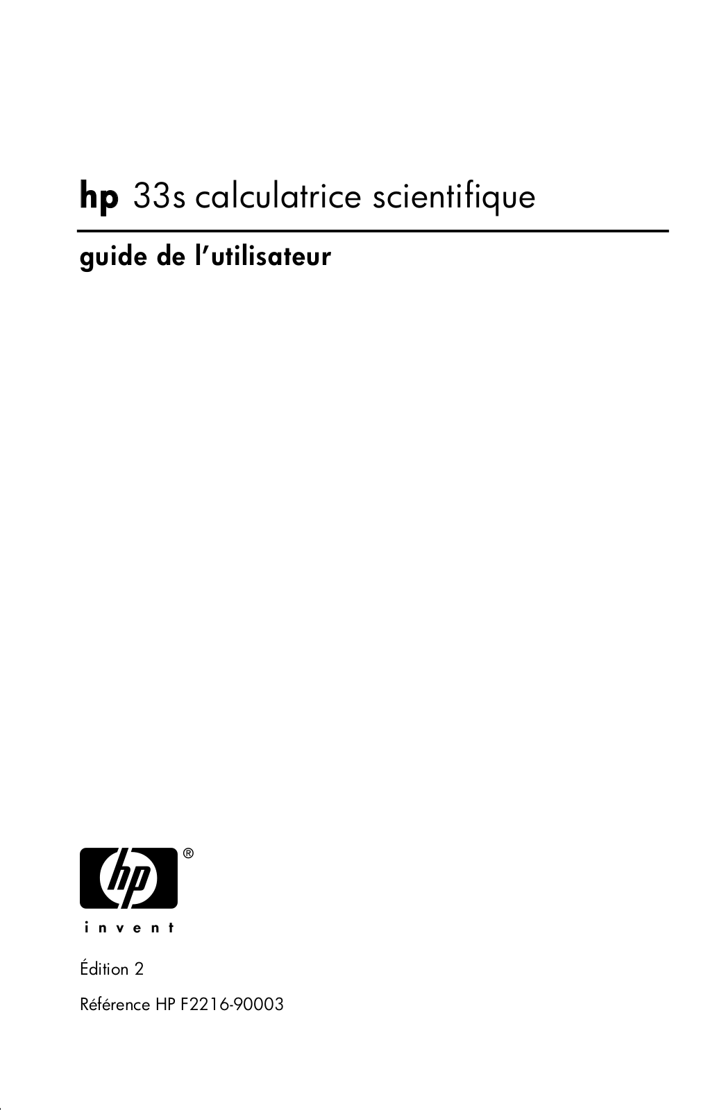 Hp 33s User Manual