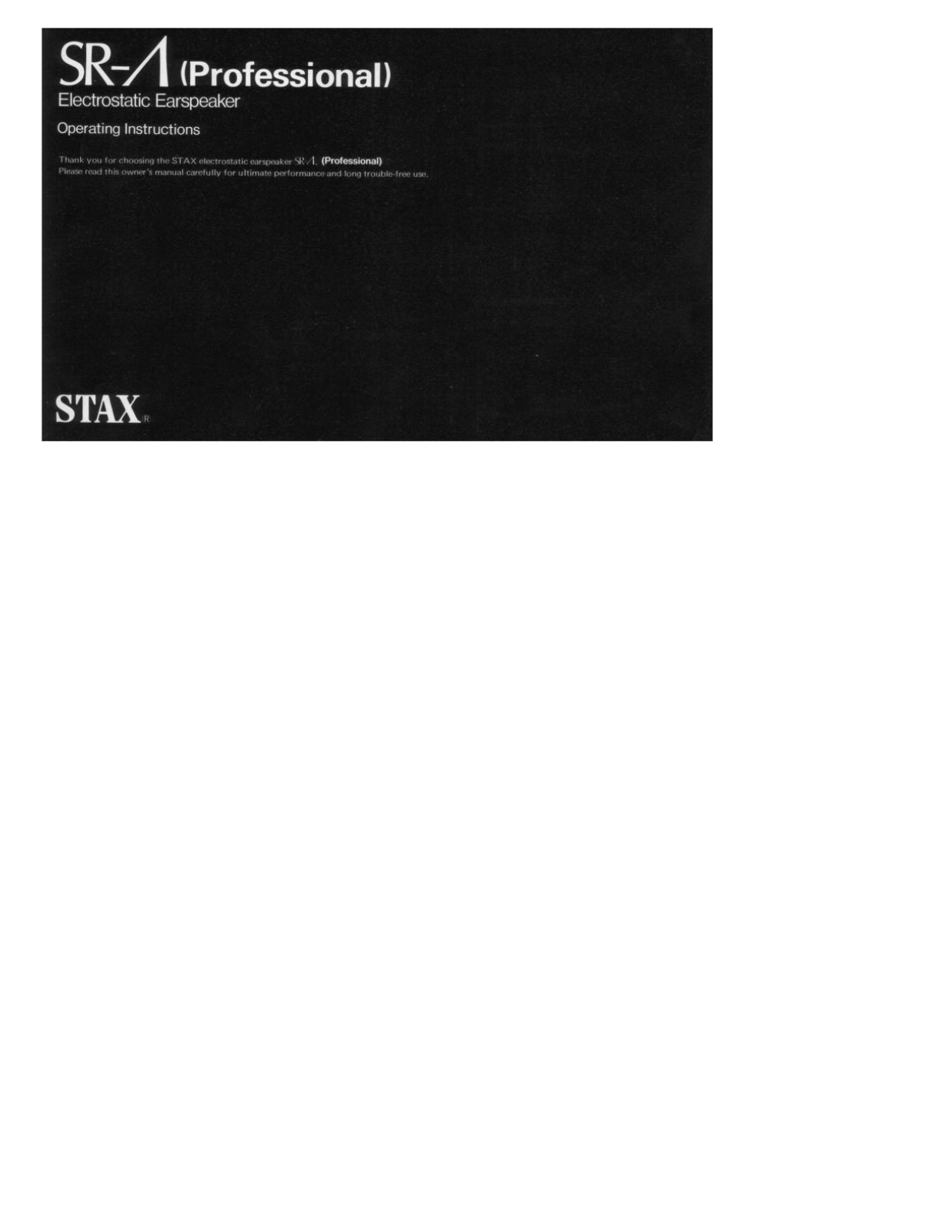 Stax Lambda Owners manual